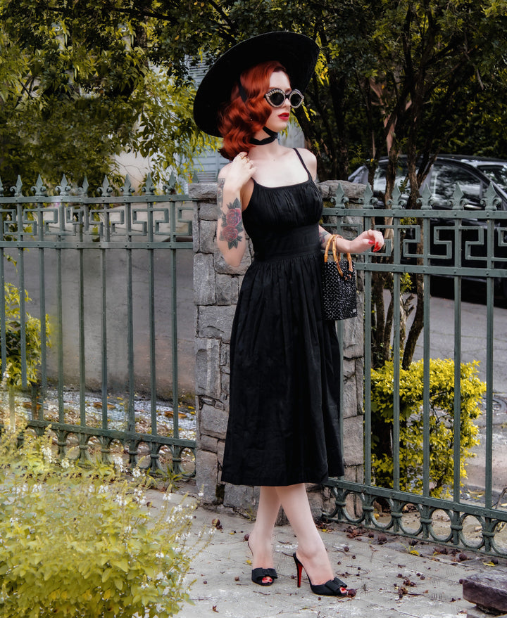 RTS - Grace Dress in Raven Black Cotton