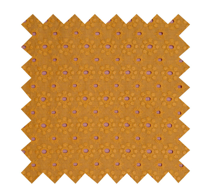 Fabric Mustard "In Bloom" Eyelet - By the Yard