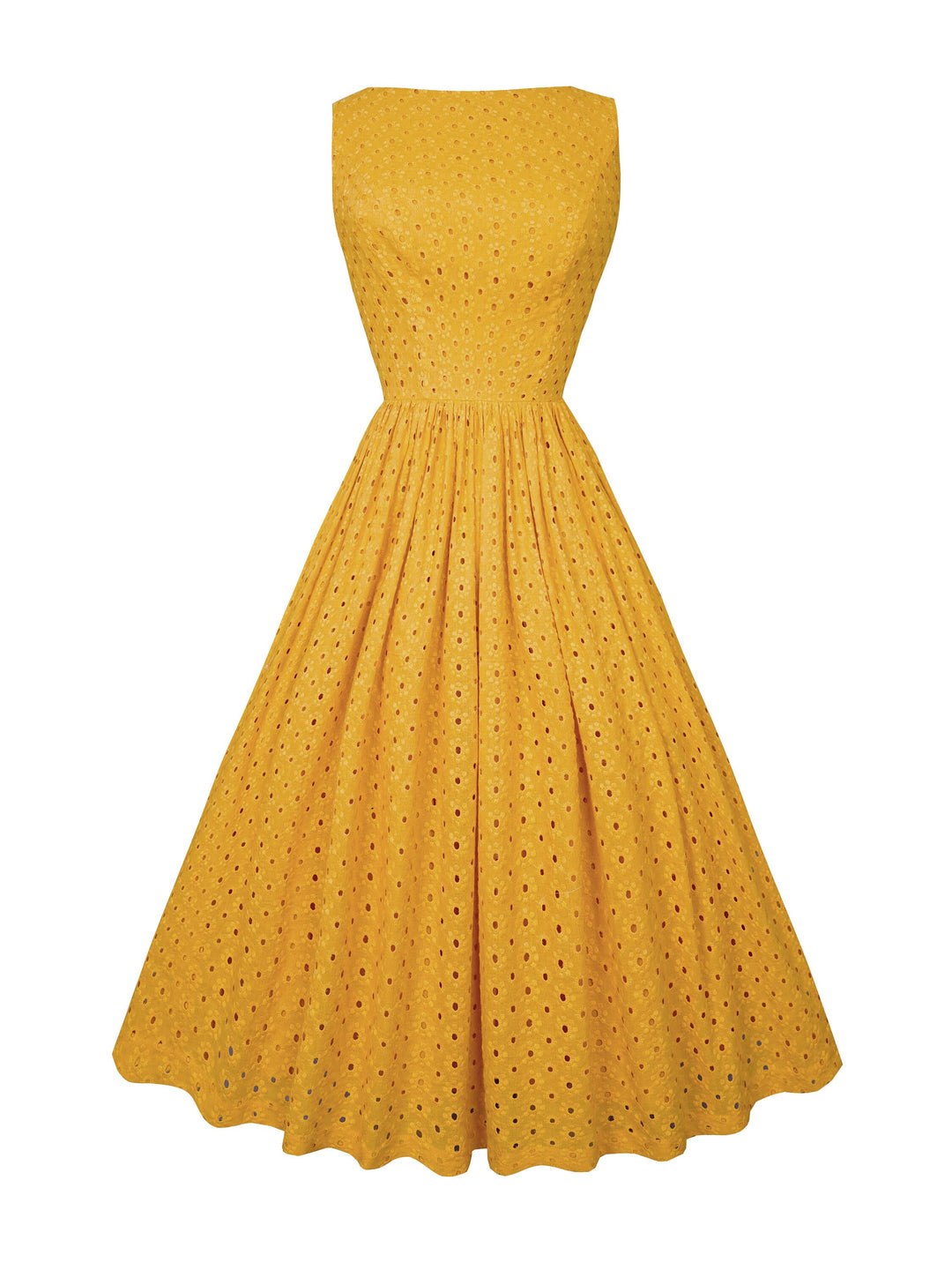 Fabric Mustard "In Bloom" Eyelet - By the Yard