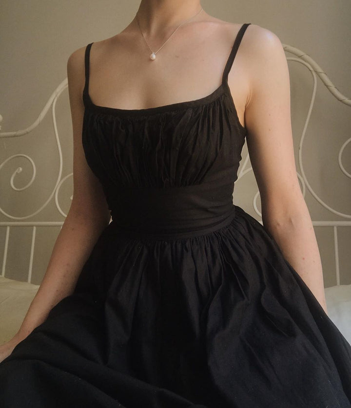 RTS - Grace Dress in Raven Black Cotton
