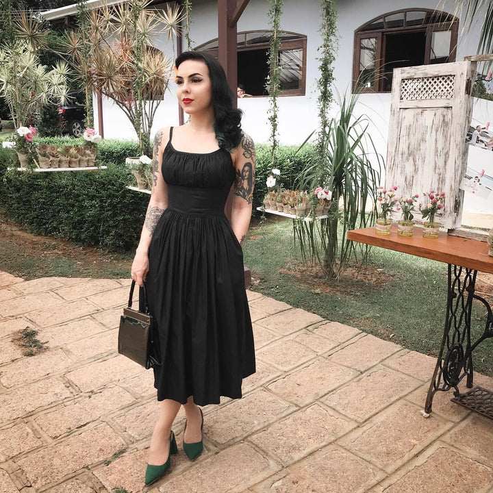 RTS - Grace Dress in Raven Black Cotton