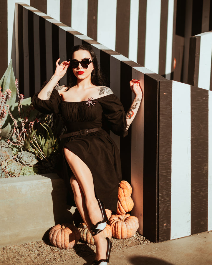 Sydney Dress in Midnight Black Linen