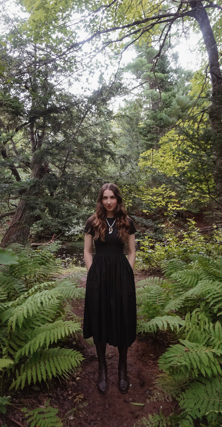 Dorothy Dress in Raven Black Cotton