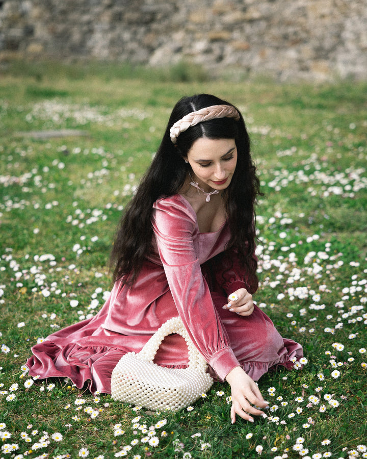 MTO - Mary Dress in Blush Pink Velvet