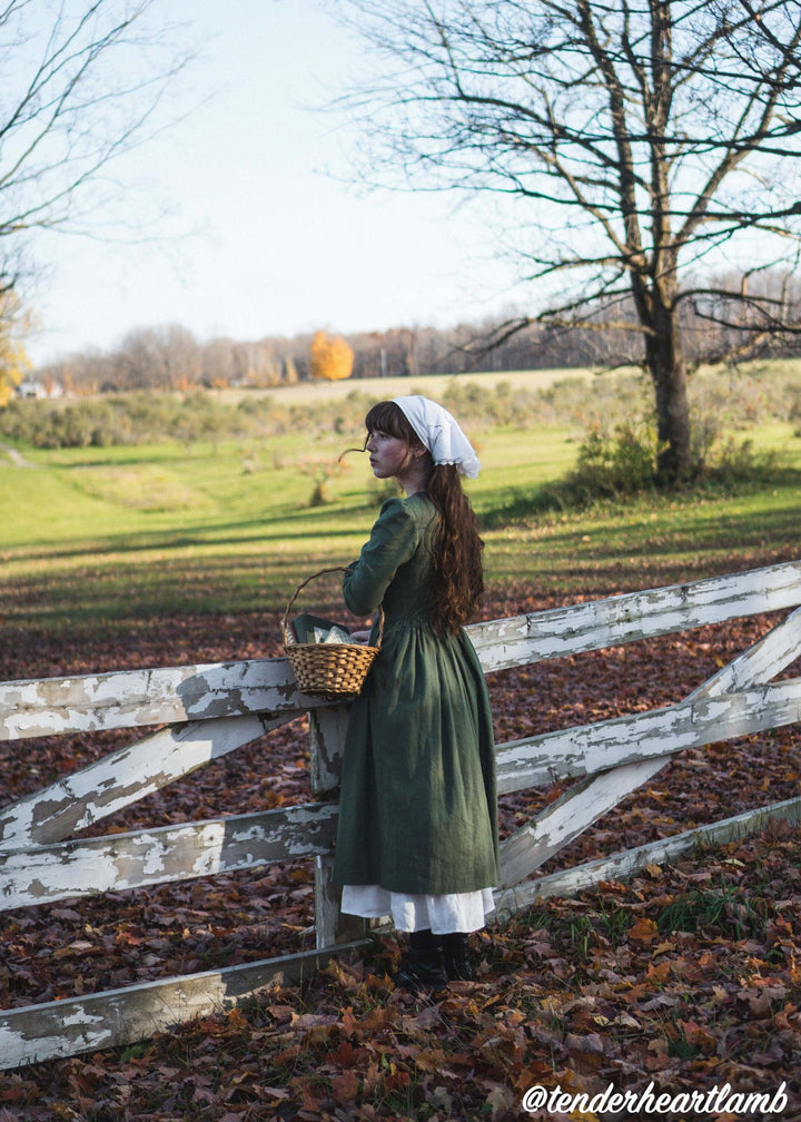 RTS - MULTI SIZE - Agnes Dress in Hunters Green Linen