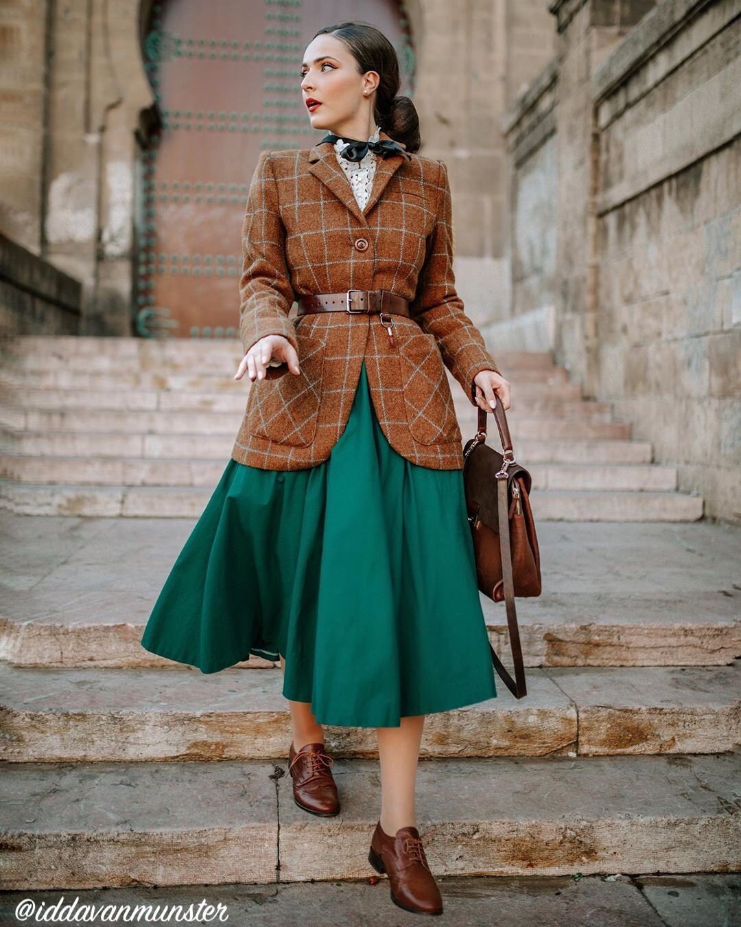 MTO - Lindy Skirt in Pine Green Cotton