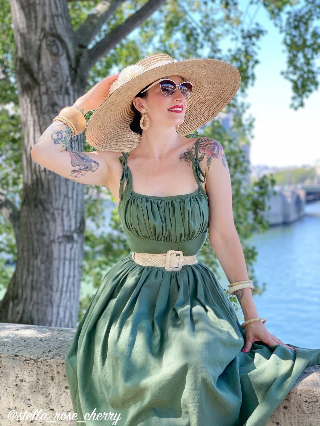 MTO - Kelly Dress in Hunters Green Linen