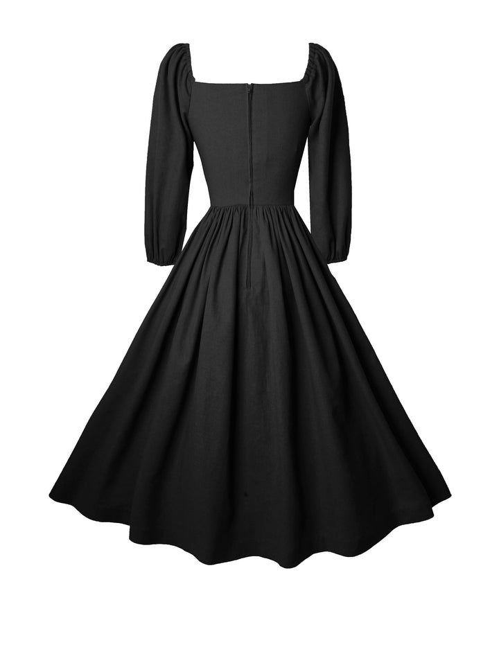 MTO - Sydney Dress in Midnight Black Linen