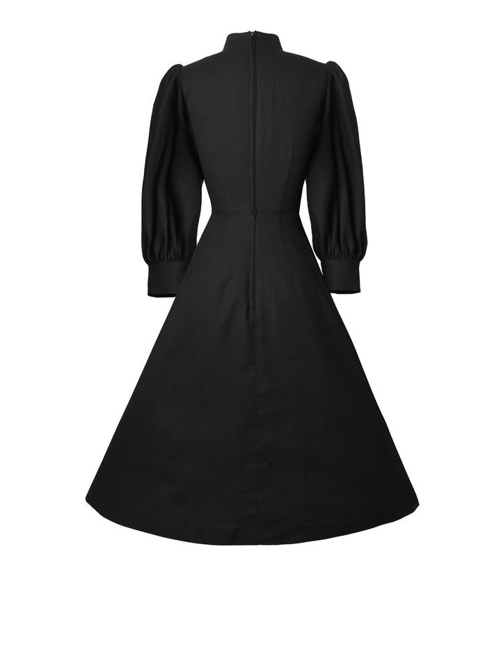 MTO - Beatrix Dress in Midnight Black Linen