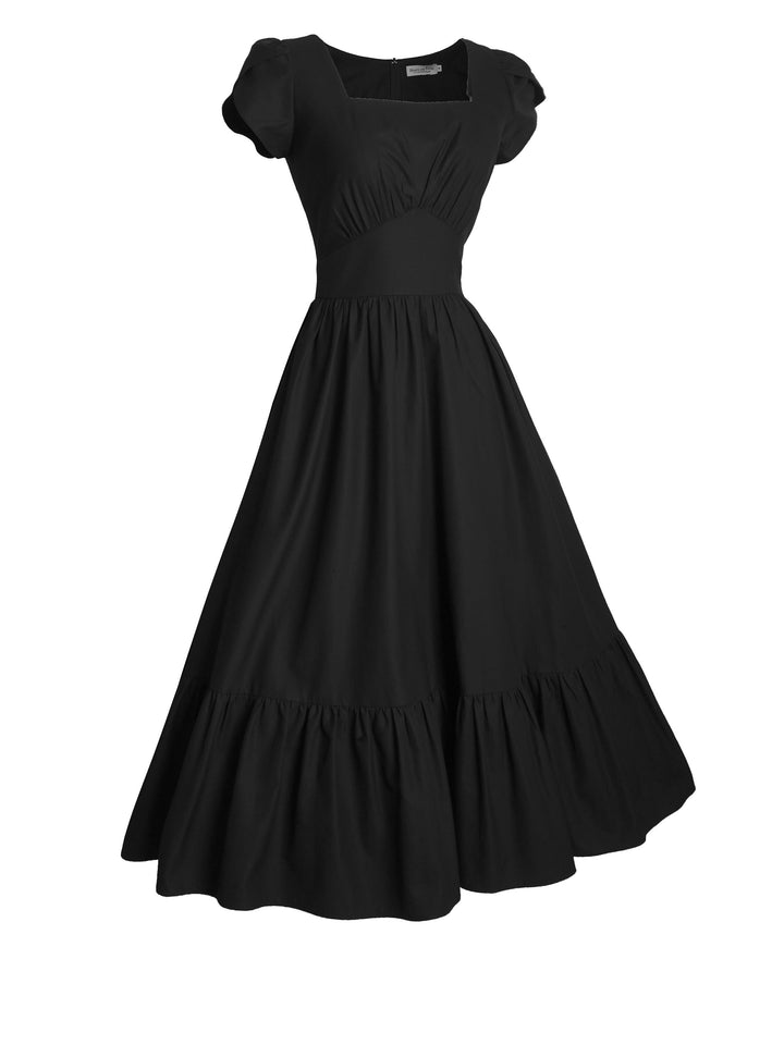 RTS - Size S - Ava Dress in Raven Black Cotton