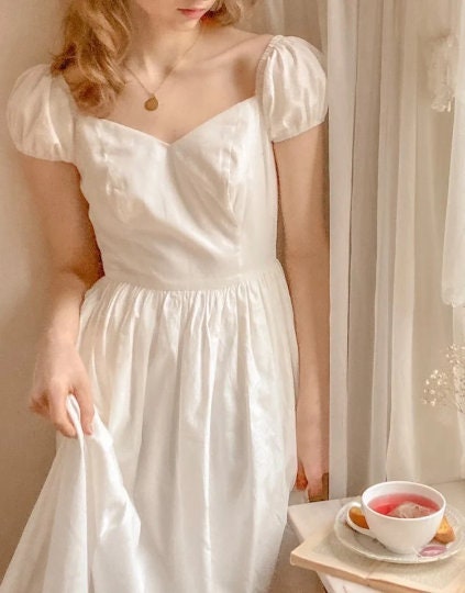 RTS - MULTI SIZE - Margaret Dress in White Cotton