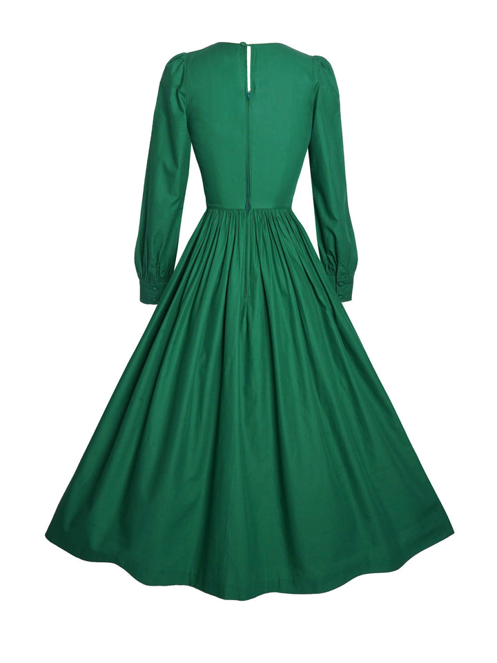 RTS - Size S - Agnes Dress in Pine Green Cotton