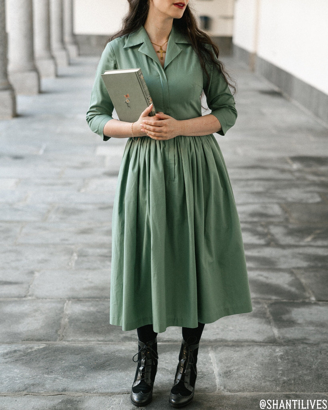MTO - Natalie Dress in Jade Green Cotton