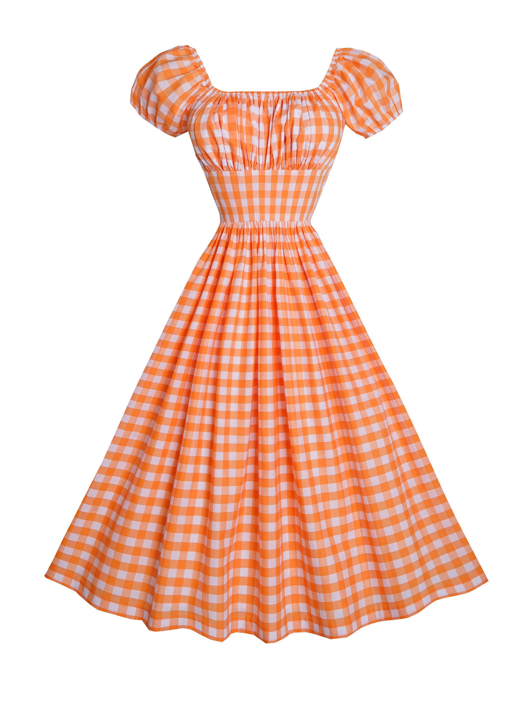 MTO - Loretta Dress Orange Gingham - Large Checks