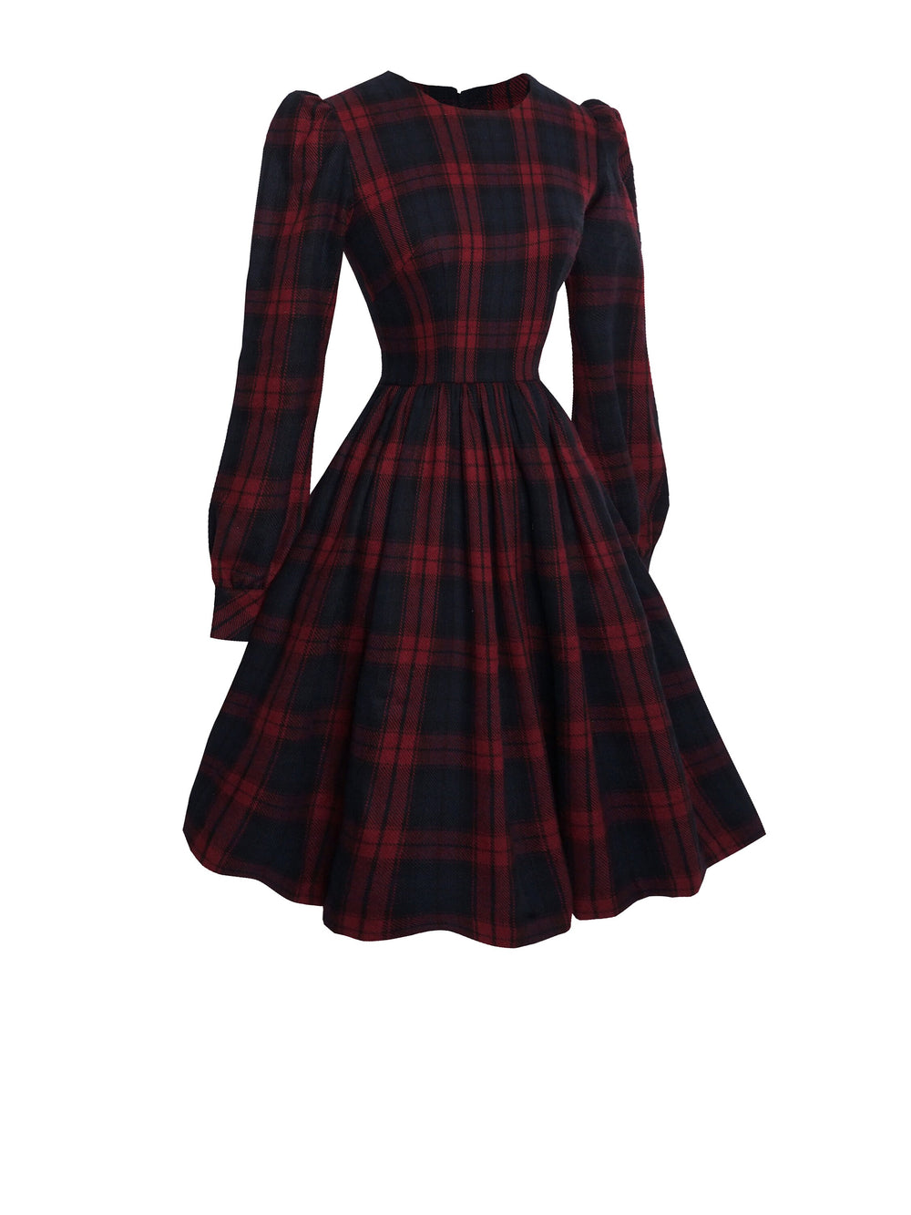 RTS - Size XS - Agnes Dress "Cambridge Plaid" Dark Red Tweed