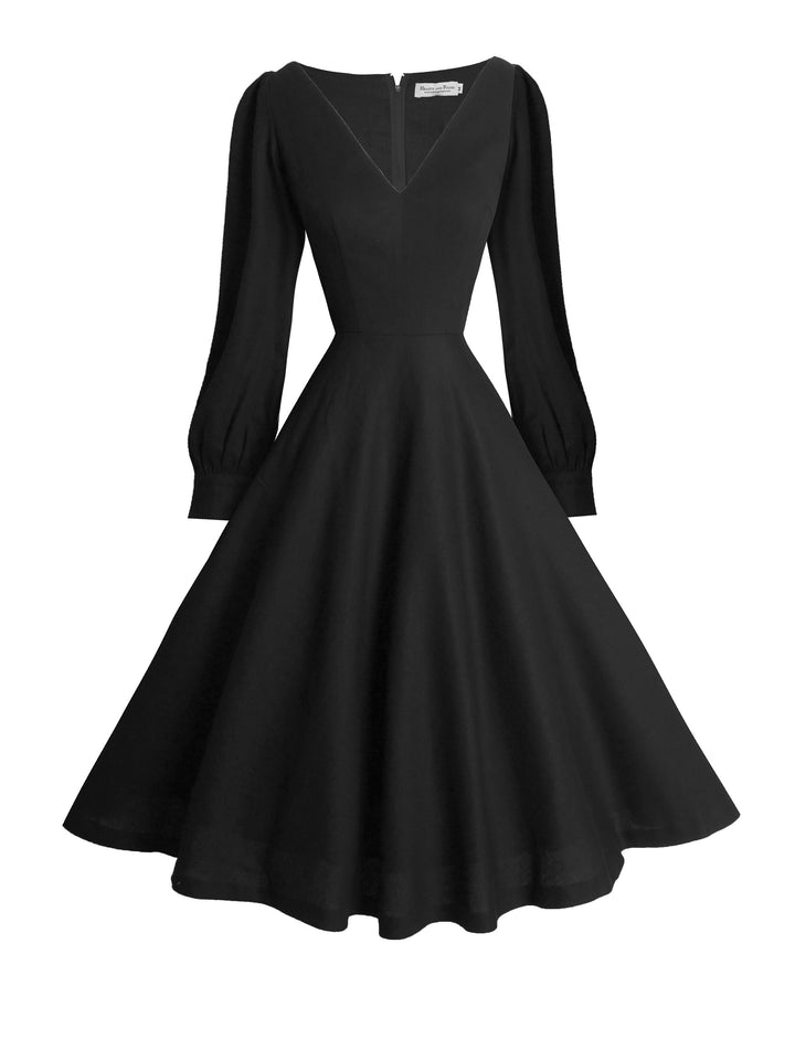 MTO - Donna Dress in Midnight Black Linen