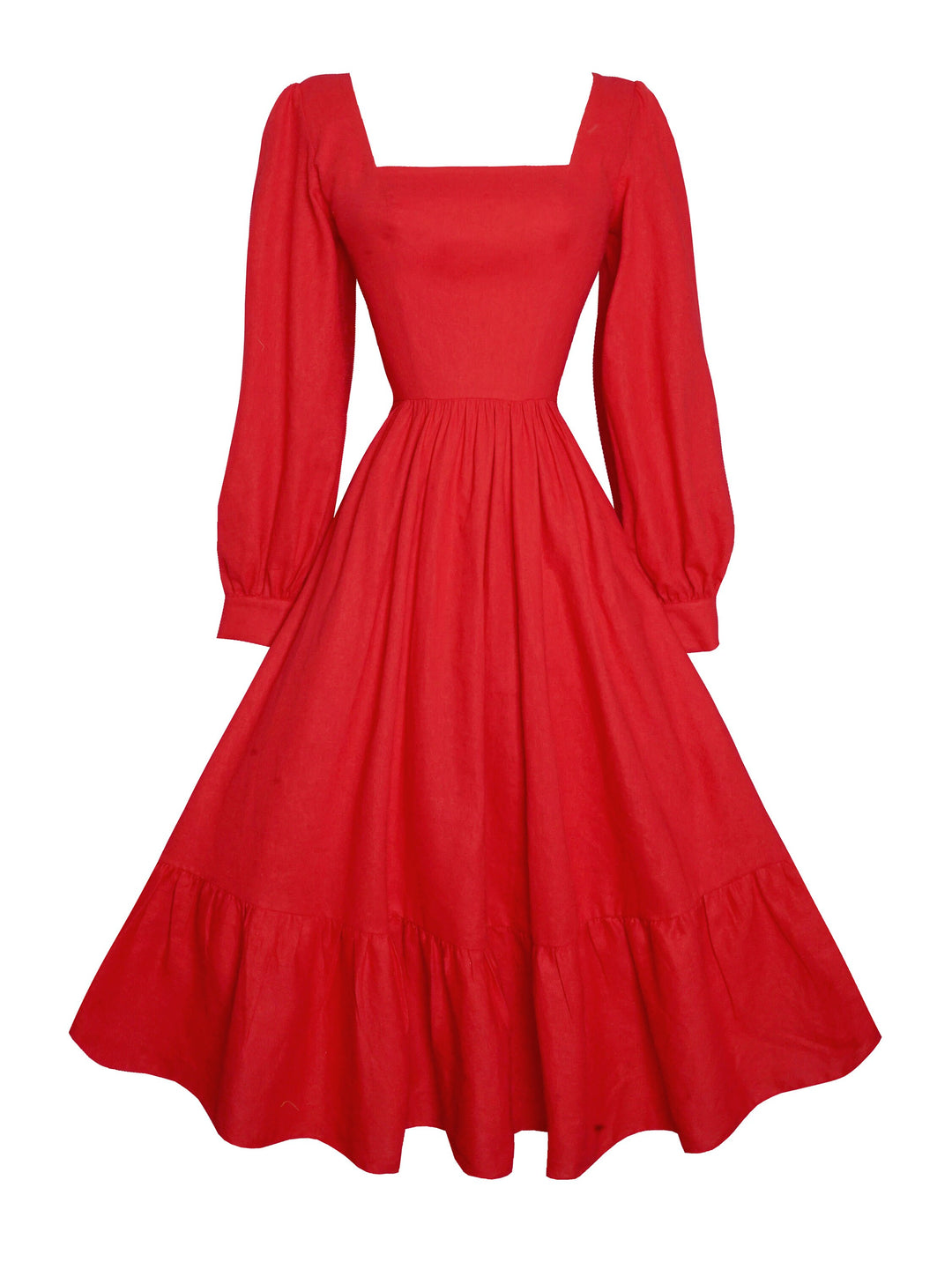 MTO - Mary Dress in Chili Red Linen