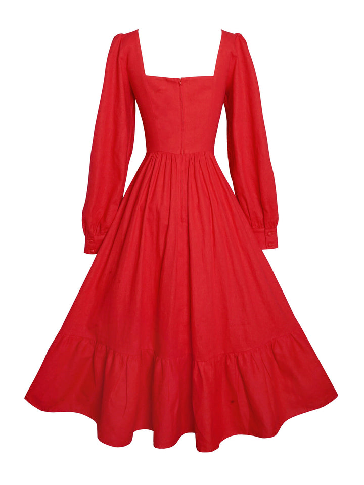 MTO - Mary Dress in Chili Red Linen