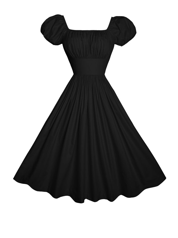 RTS - MULTI SIZE - Loretta Dress in Raven Black Cotton