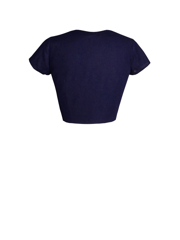 MTO - Joan Top Only in Indigo Blue Linen