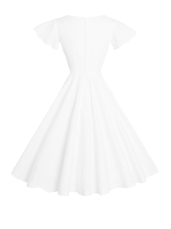 RTS - Size S - Nancy Dress in White Cotton