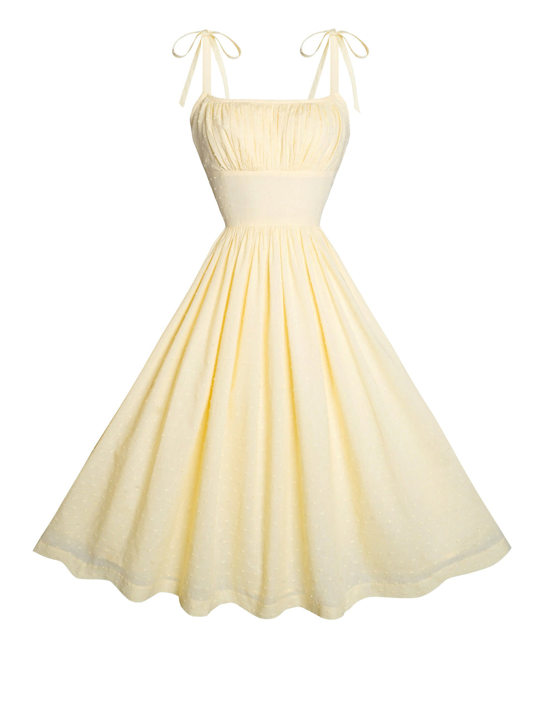 MTO - Kelly Dress in Pale Yellow “Dotted Swiss”