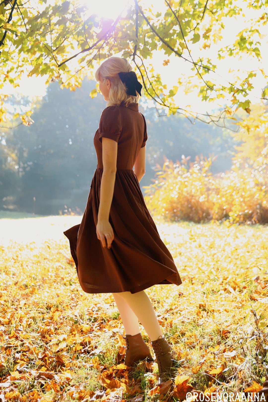 MTO - Amelie Dress in Walnut Linen