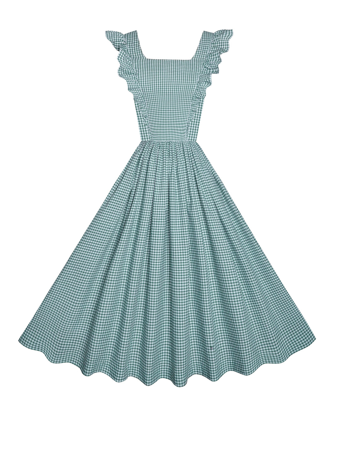 MTO - Lorraine Dress Pine Green Gingham - Small Checks