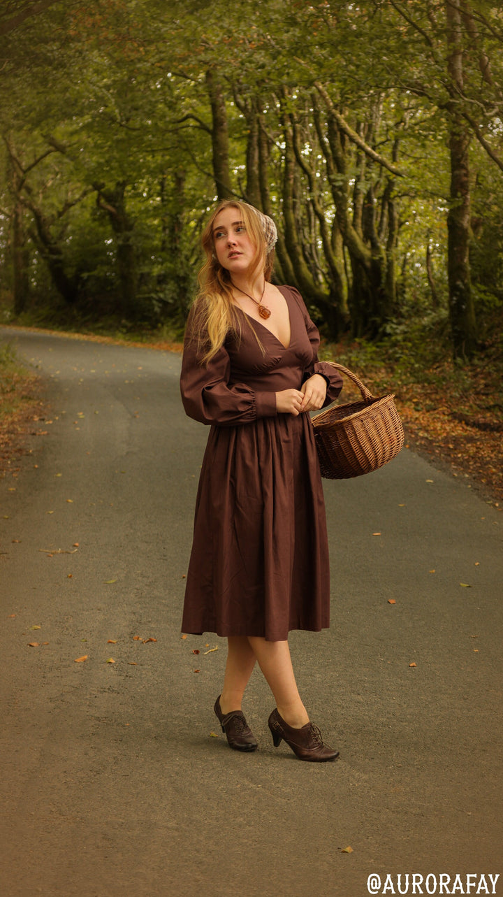 MTO - Harlow Dress in Hickory Brown Cotton