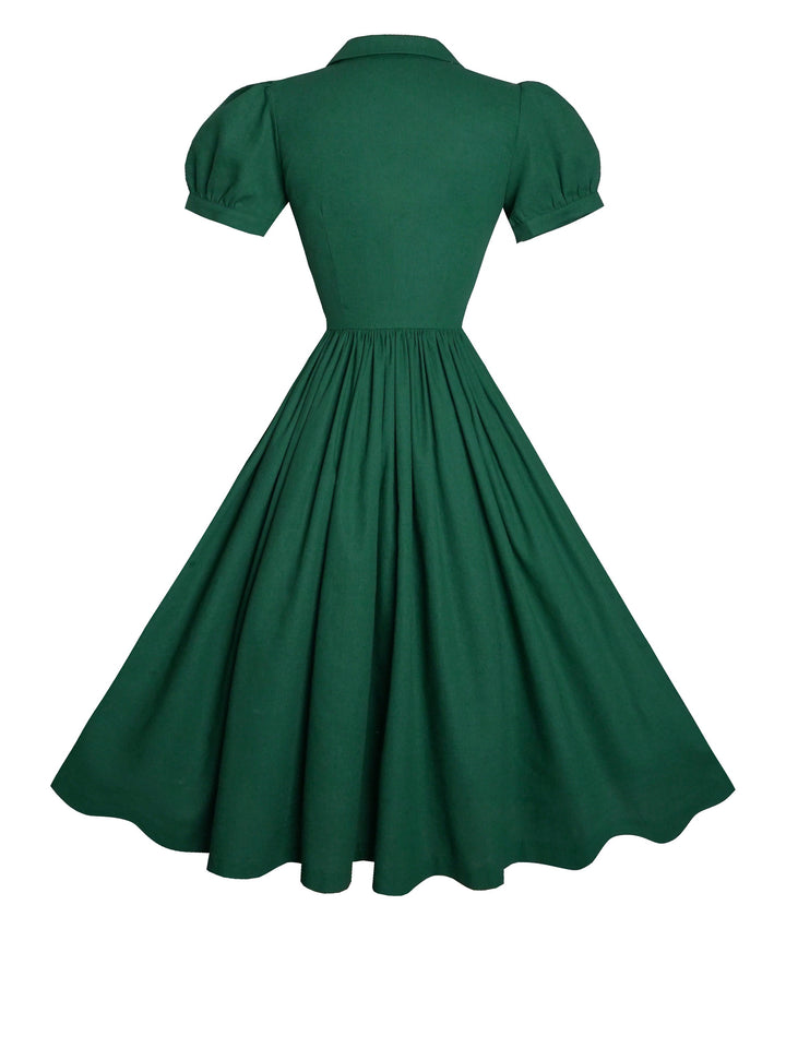 MTO - Judy Dress in Forest Green Linen