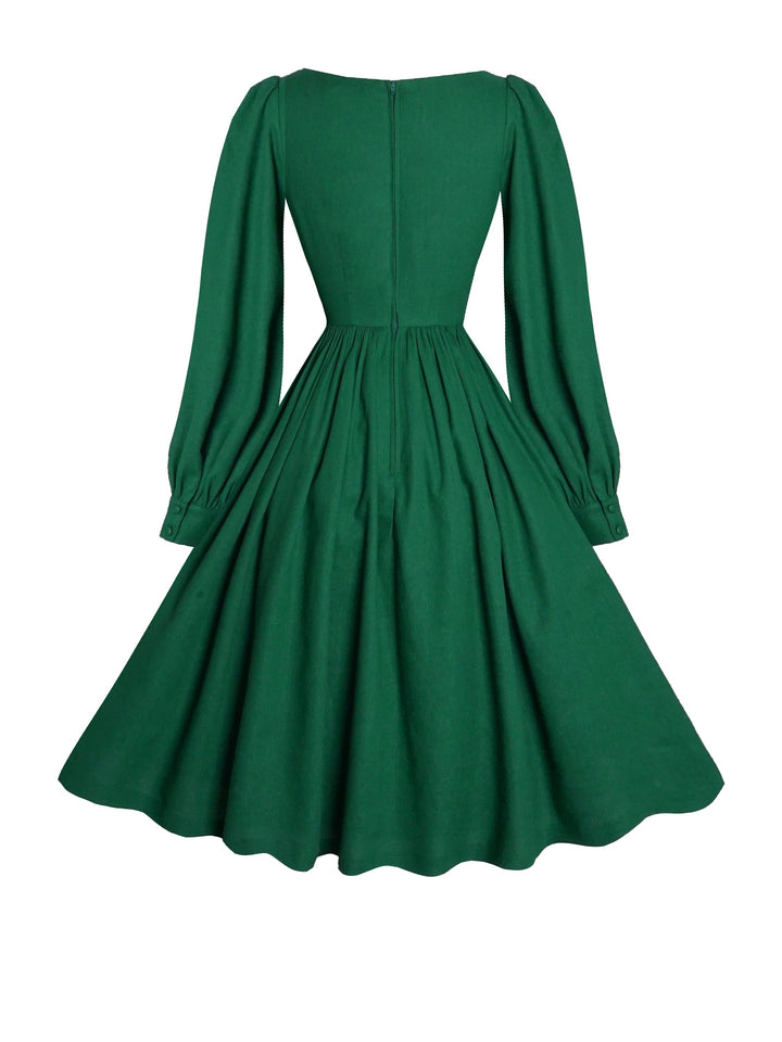 MTO - Harlow Dress in Forest Green Linen