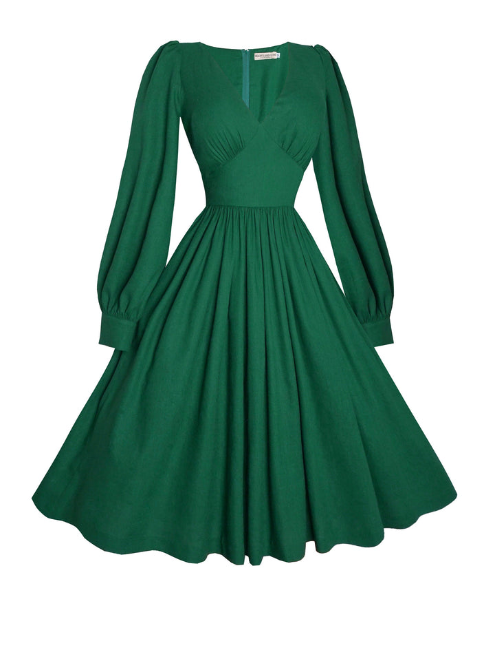 MTO - Harlow Dress in Forest Green Linen