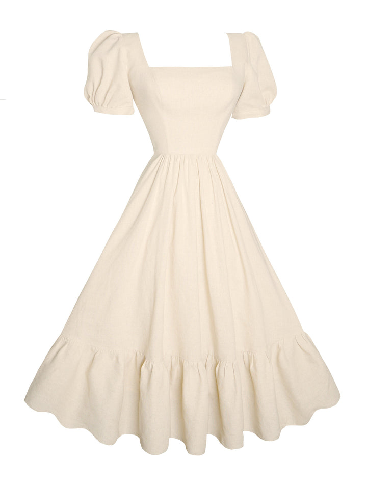 MTO - Isadora Dress in Parchment Ivory Linen