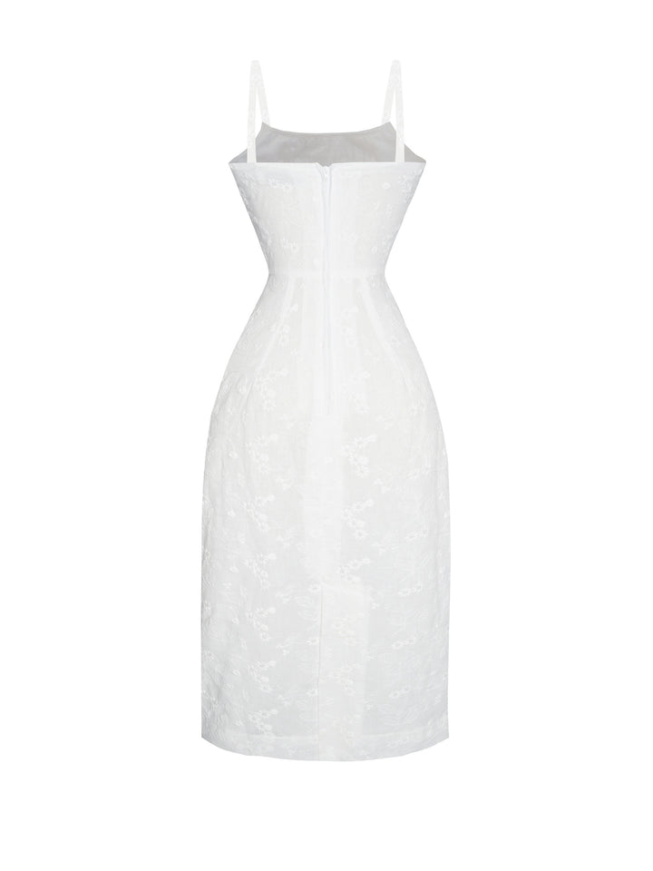 RTS - Size XS - Bettie Dress White "Delicate Blooms