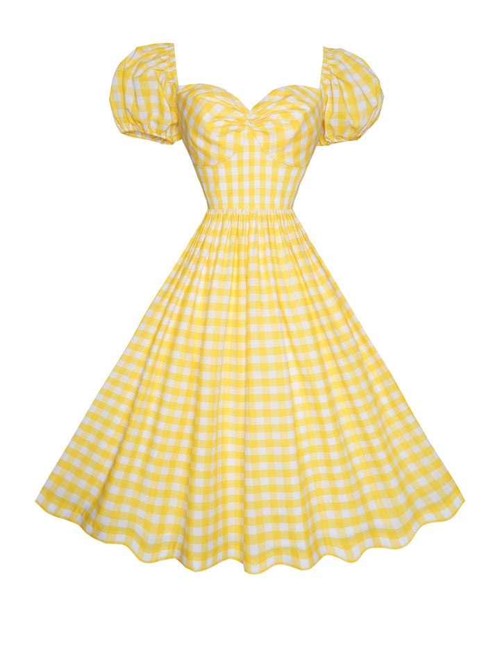 Fabric Yellow Gingham - Large Checks - By the Yard