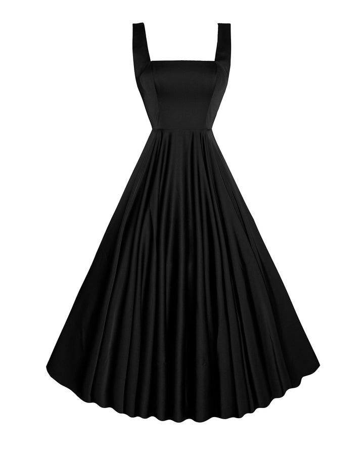 RTS - Size S - Henrietta Lindy Dress Panther Black Silk Satin