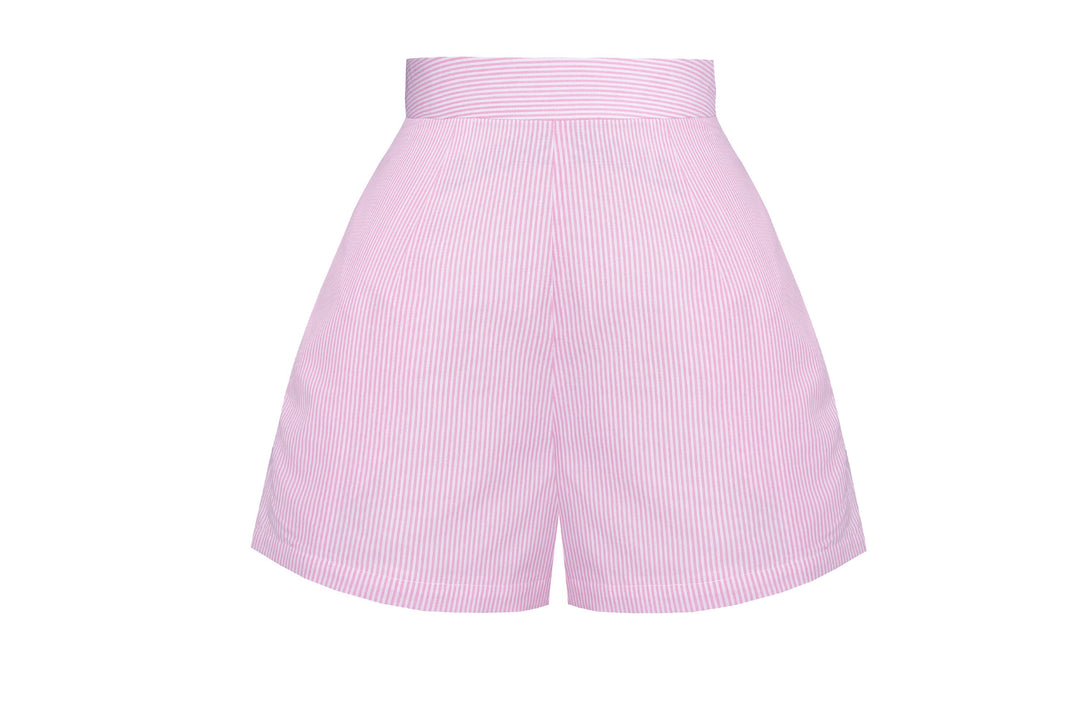 RTS - Size S - Frankie Shorts Pink "Pinstripe Mini-Stripe"