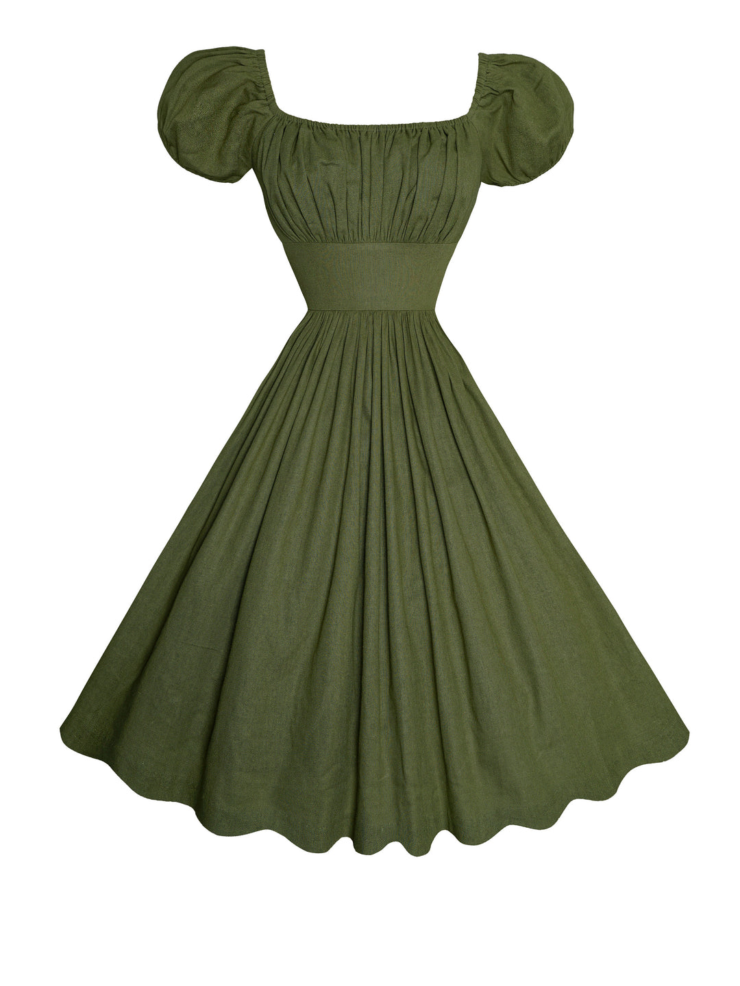 MTO - Loretta Dress in Hunters Green Linen