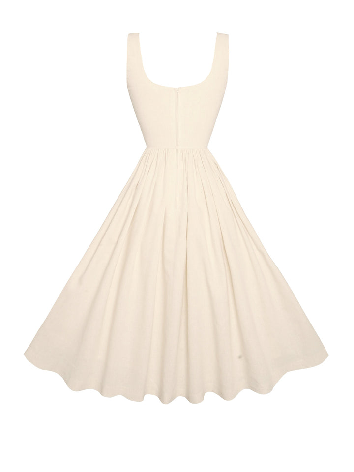 MTO - Emily Dress in Parchment Ivory Linen