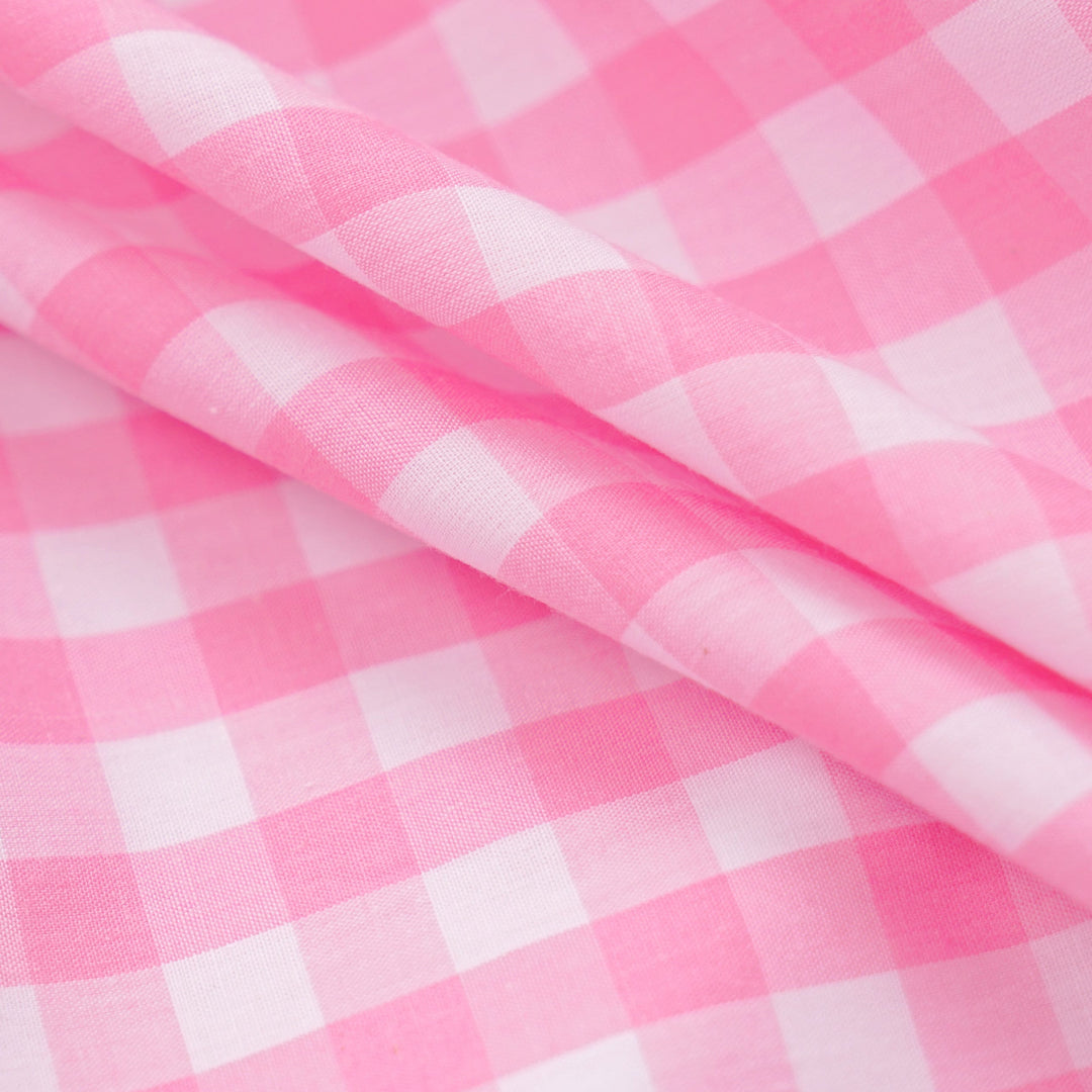 Fabric Light Pink Gingham - Large Checks - By the Yard