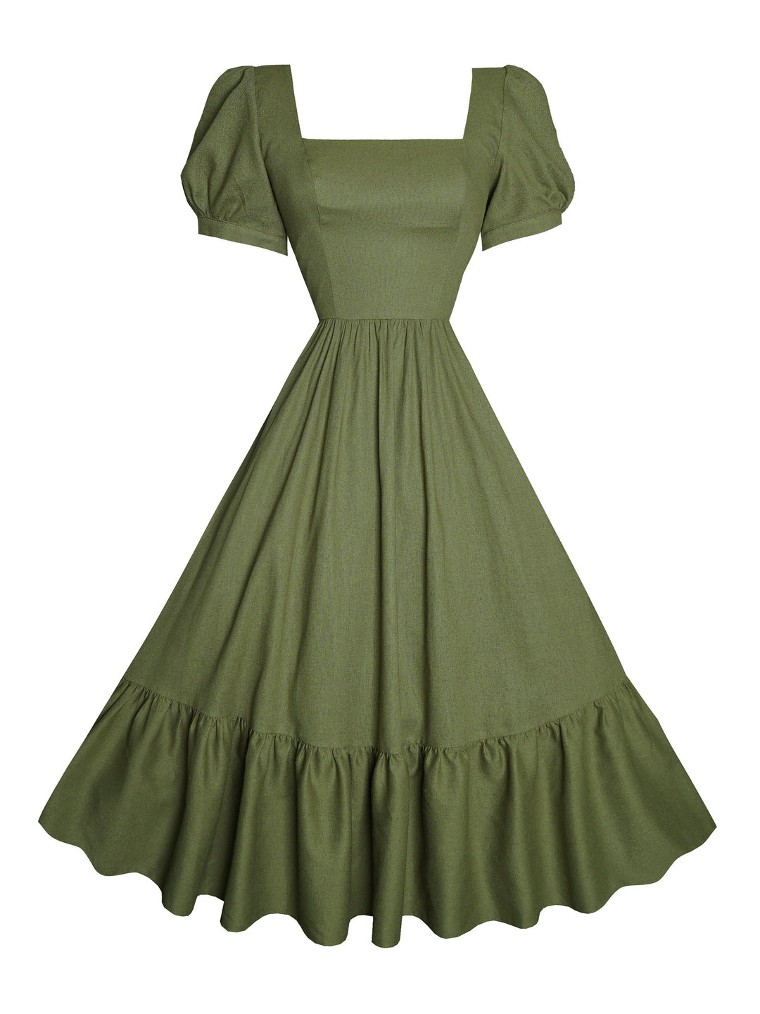 MTO - Isadora Dress in Hunters Green Linen