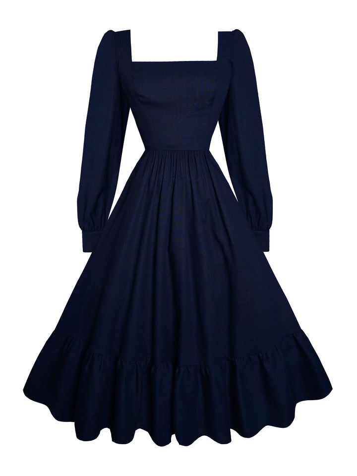 MTO - Mary Dress in Indigo Blue Linen