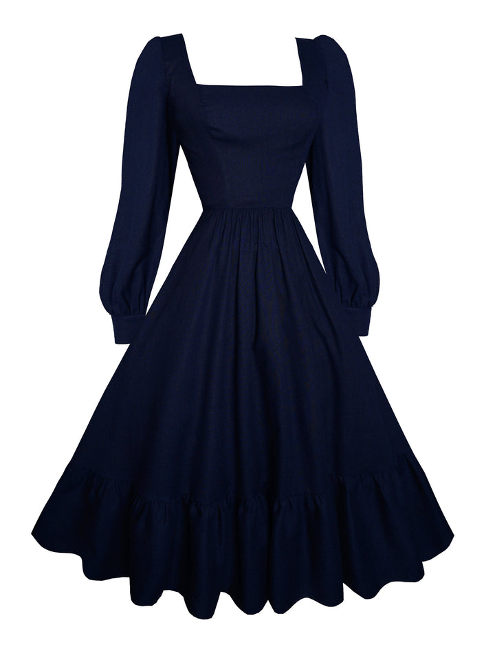 MTO - Mary Dress in Indigo Blue Linen