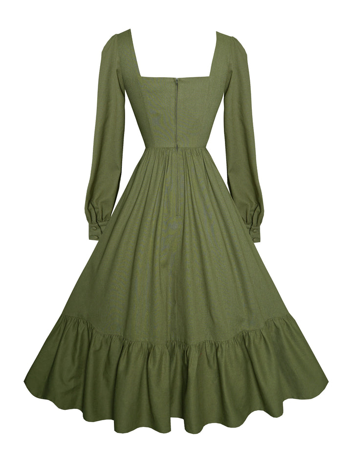 MTO - Mary Dress in Hunters Green Linen
