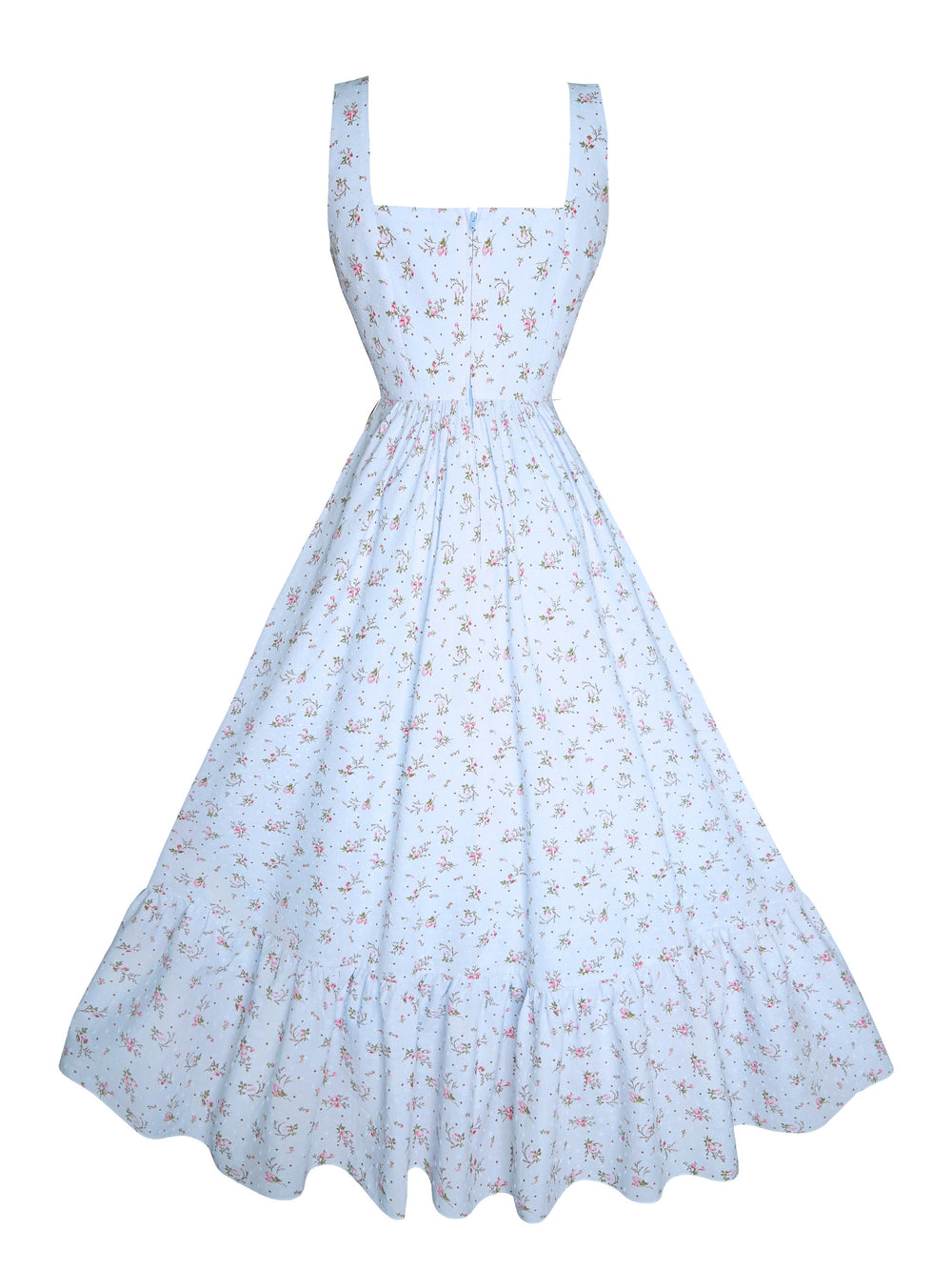 MTO - Henrietta Dress in Blue "Ditzy Floral" Dotted Swiss