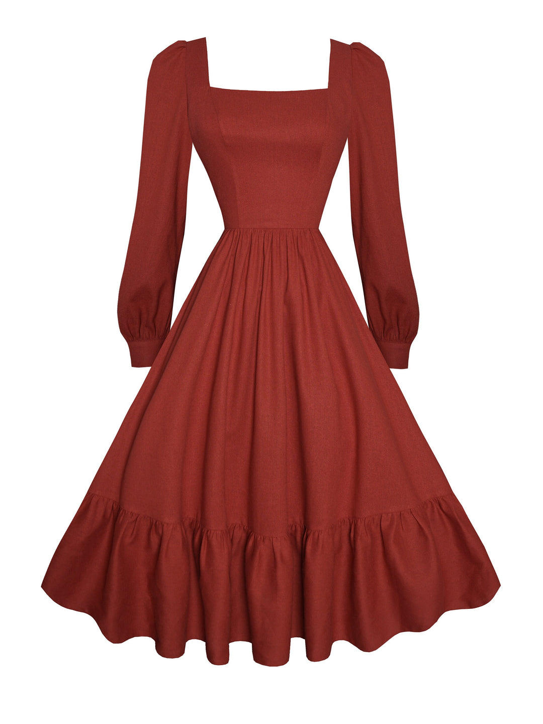 MTO - Mary Dress in Brick Red Linen