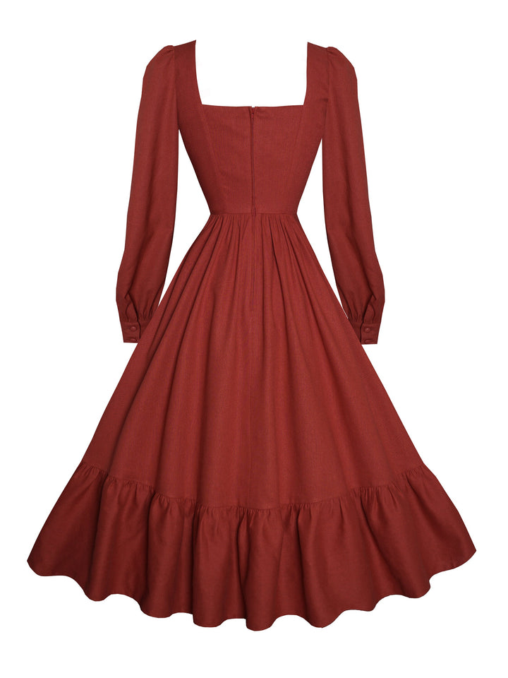 MTO - Mary Dress in Brick Red Linen