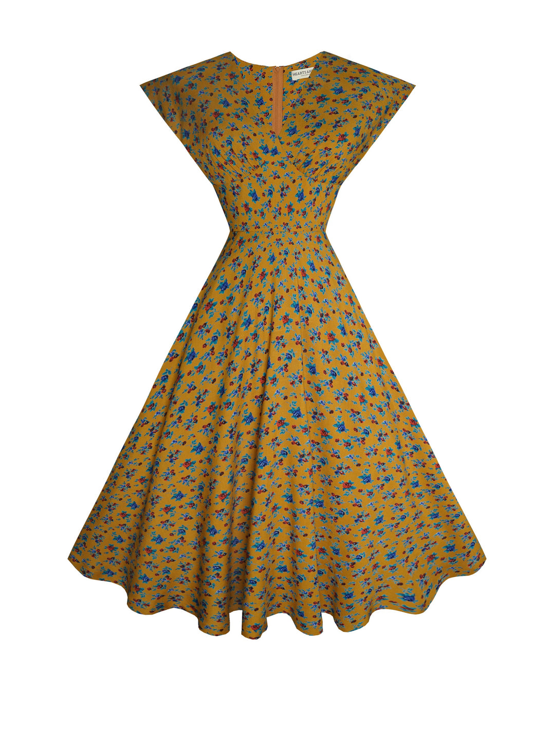 MTO - Kennedy Dress in Rayon Mustard "Rustic Country Roses"