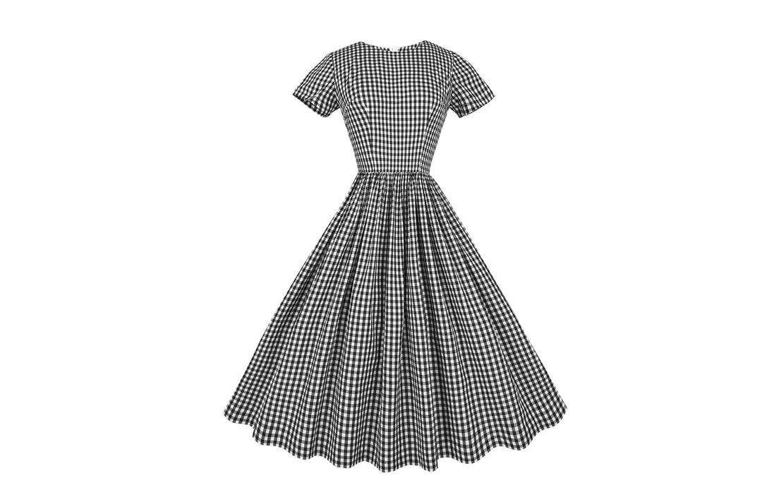 MTO - Dorothy Dress in Black Gingham - Medium Checks