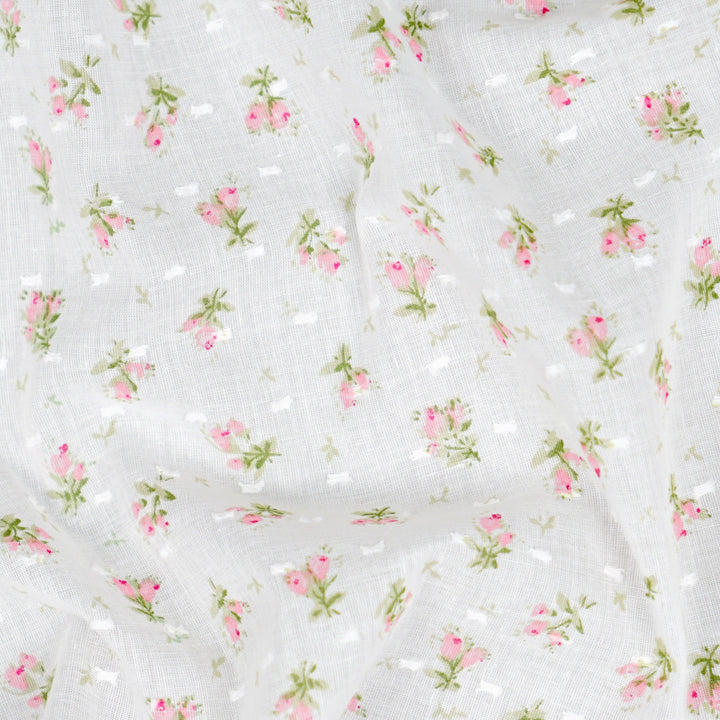 NEW Fabric in Pink "Forget-Me-Nots & Polka Dots" - By the Yard